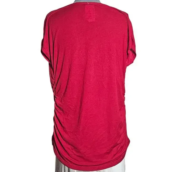 Red Rushed Side Tee Size Large - Picture 2 of 3
